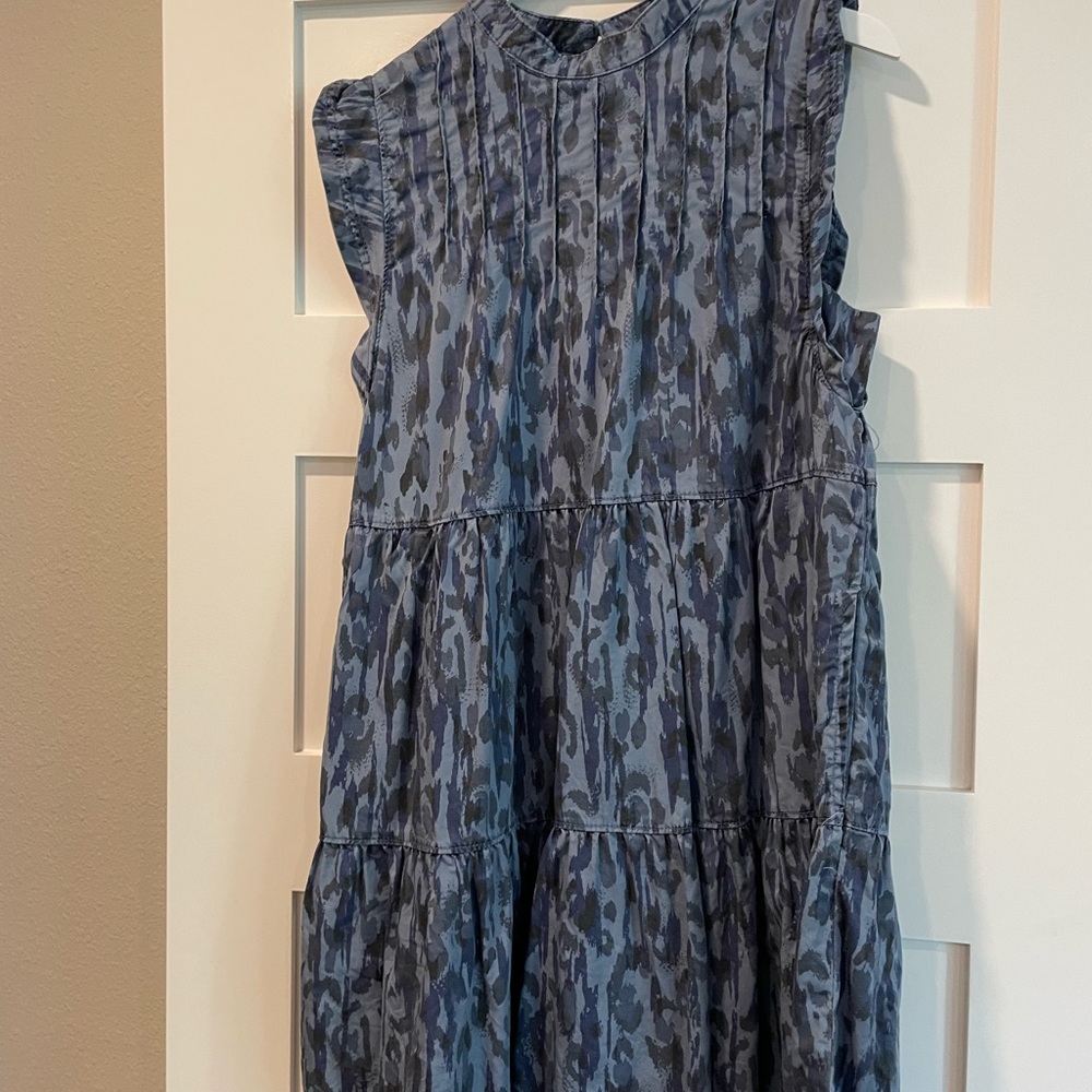Anthropologie Blue and Black Pleated Sundress